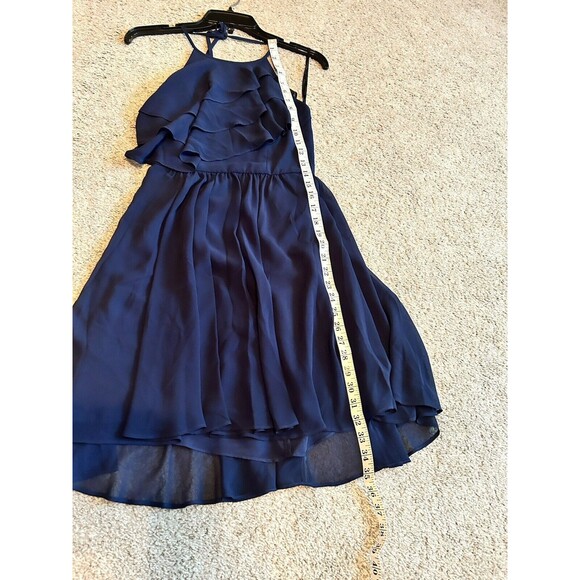 BCBGeneration Navy Blue Ruffle Mini Dress Size 2 Zip‎ Halter Sleeveless - Picture 8 of 9